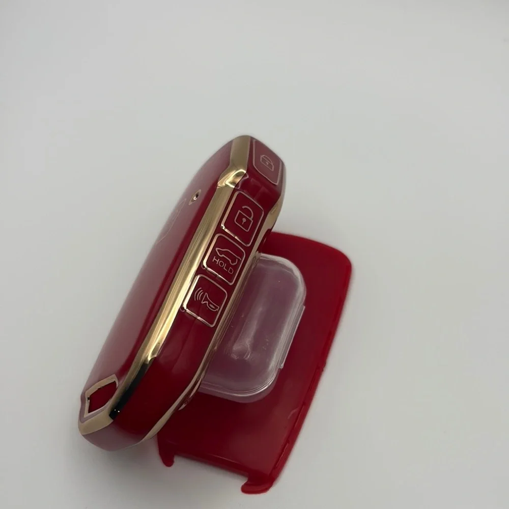 Red and Gold Key Fob Cover with Accessories